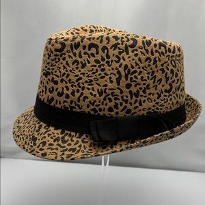 Leopard Print Fedora Hat with Black Band